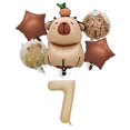 thumbnail image 4 of Juego de Globos con tema de capibara de dibujos animados, decoraciones para fiesta de cumpleaños de animales para niños con número de lámina de caramelo de 40 pulgadas, Globos para Baby Shower, 6 uds., 4 of 5