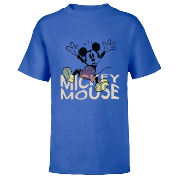 Disney Mickey Mouse Spooky Wiggly Silly Retro Distressed - Short Sleeve T-Shirt for Kids - Customized-Royal