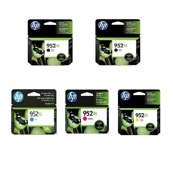 HP 952XL Black 952 Cyan/Magenta/Yellow High Yield Ink Cartridge, 5/Pack (6ZA00AN)