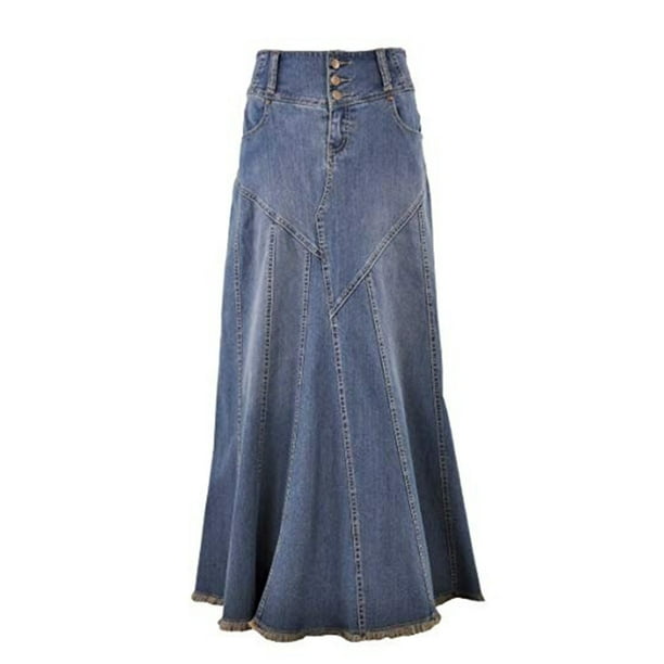 Walmart long denim skirts sales