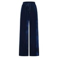 thumbnail image 5 of Velvet Pants Women 2026 Fall Winter Elastic Waist Drawstring Wide Straight Leg Casual Loose Dressy Pants with Pockets, 5 of 6