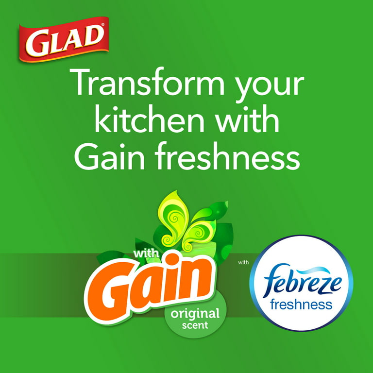 Glad ForceFlex Tall Kitchen Trash Bags, Gain Original Scent Febreze  Freshness 13