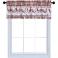 thumbnail image 2 of PowerSellerUSA Window Curtain Valance, Country Rooster Decor for Kitchen and Living Room, Premium Buffalo Plaid Curtains, Perfect Valances for Windows, 58" W x 14" L, Burgundy, 2 of 7