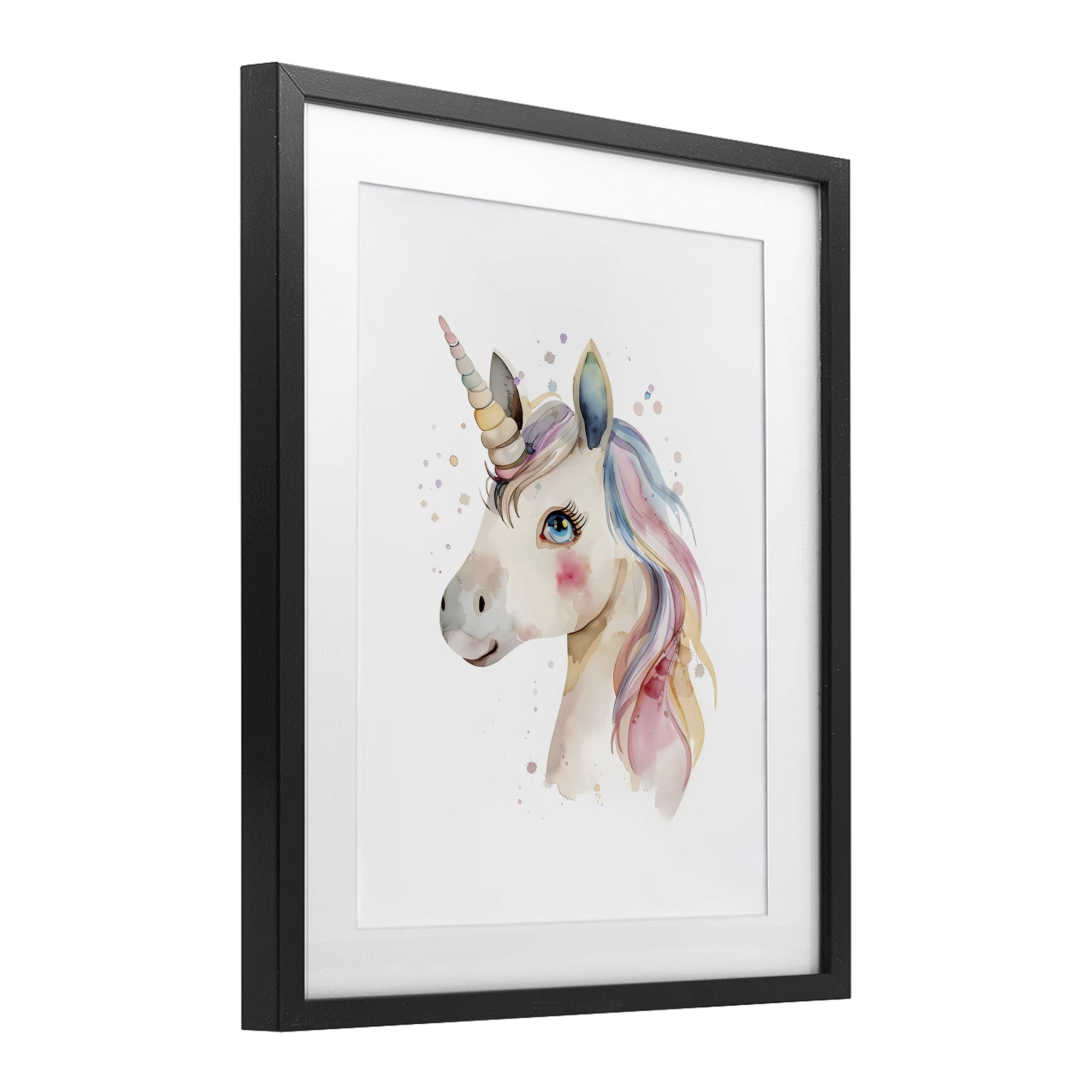 Stupell Industries Dreamy Pastel Unicorn Black Framed Print Under Glass, design by LSR Design Studio