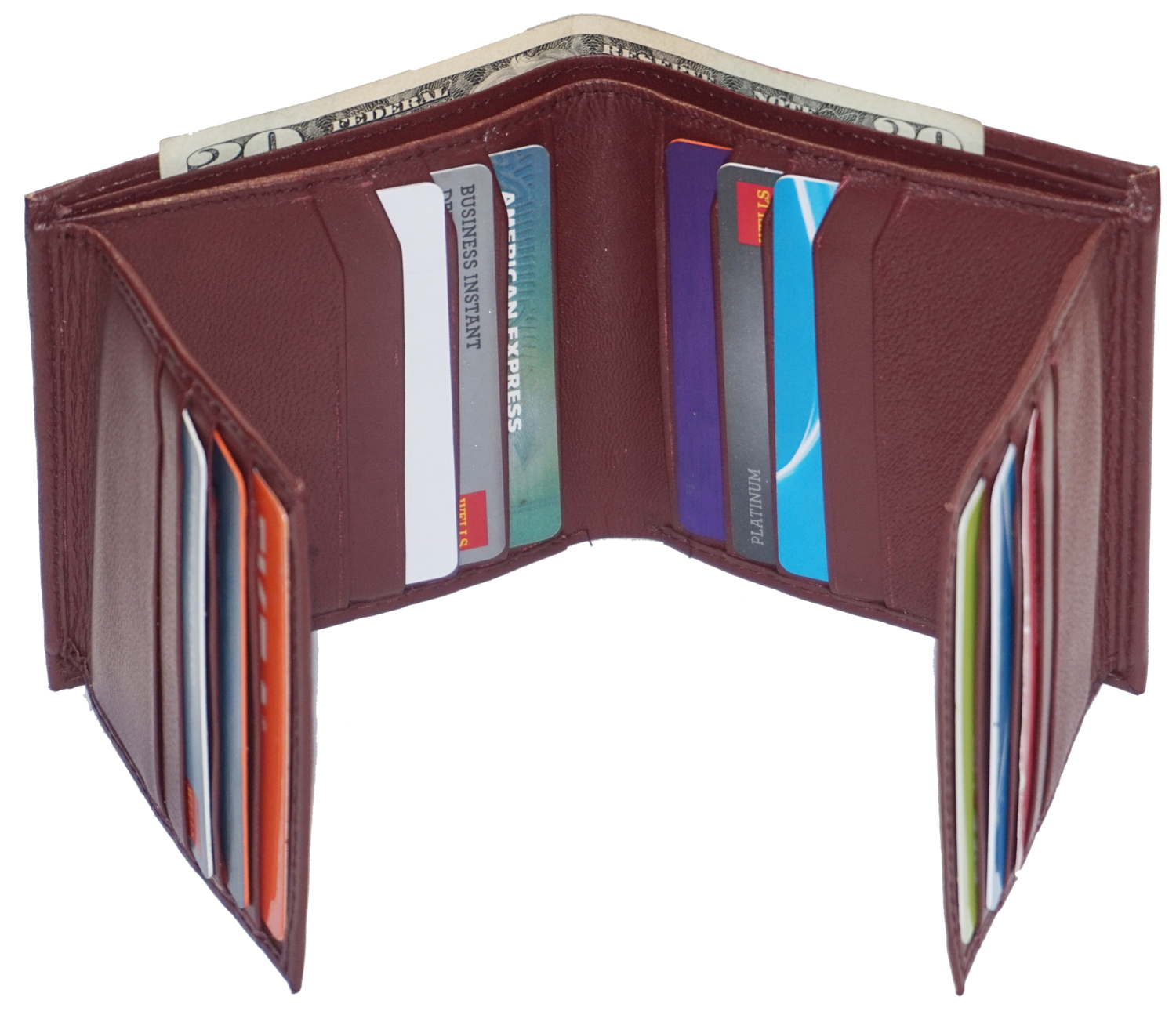 Texan Bull Genuine Nappa Cow leather Dual Credit Card ID Flap Bifold