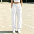 thumbnail image 2 of Women's Elastic Waist Straight Leg Cargo Sweatpants, Ghalytn Multi-Pocket Casual Streetwear Pants, 2 of 8