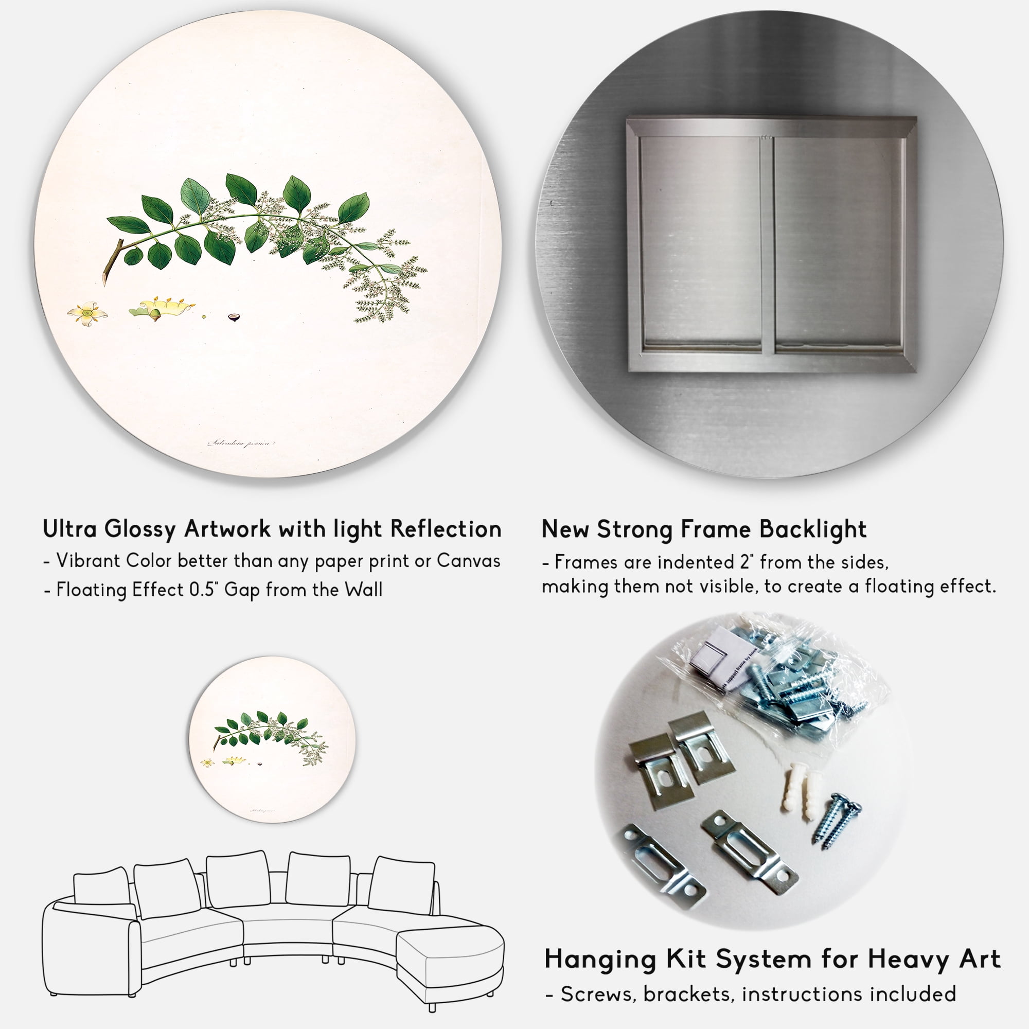 Designart 'Ancient Plant Life XVIII' Farmhouse Circle Metal Wall Art 36x36 - Disc of 36