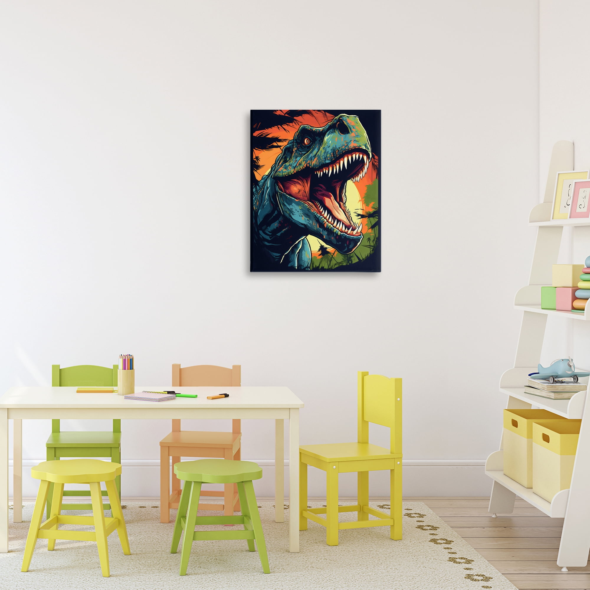 Stupell Industries Dino Roar at Sunset Canvas Wall Art, design by Creative Studio