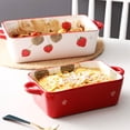 thumbnail image 4 of Cute Strawberry Ceramic Baking Plate Salad Plate Dinner Plate Baking Baked Rice Plate Fruit Snack Plate, 4 of 4