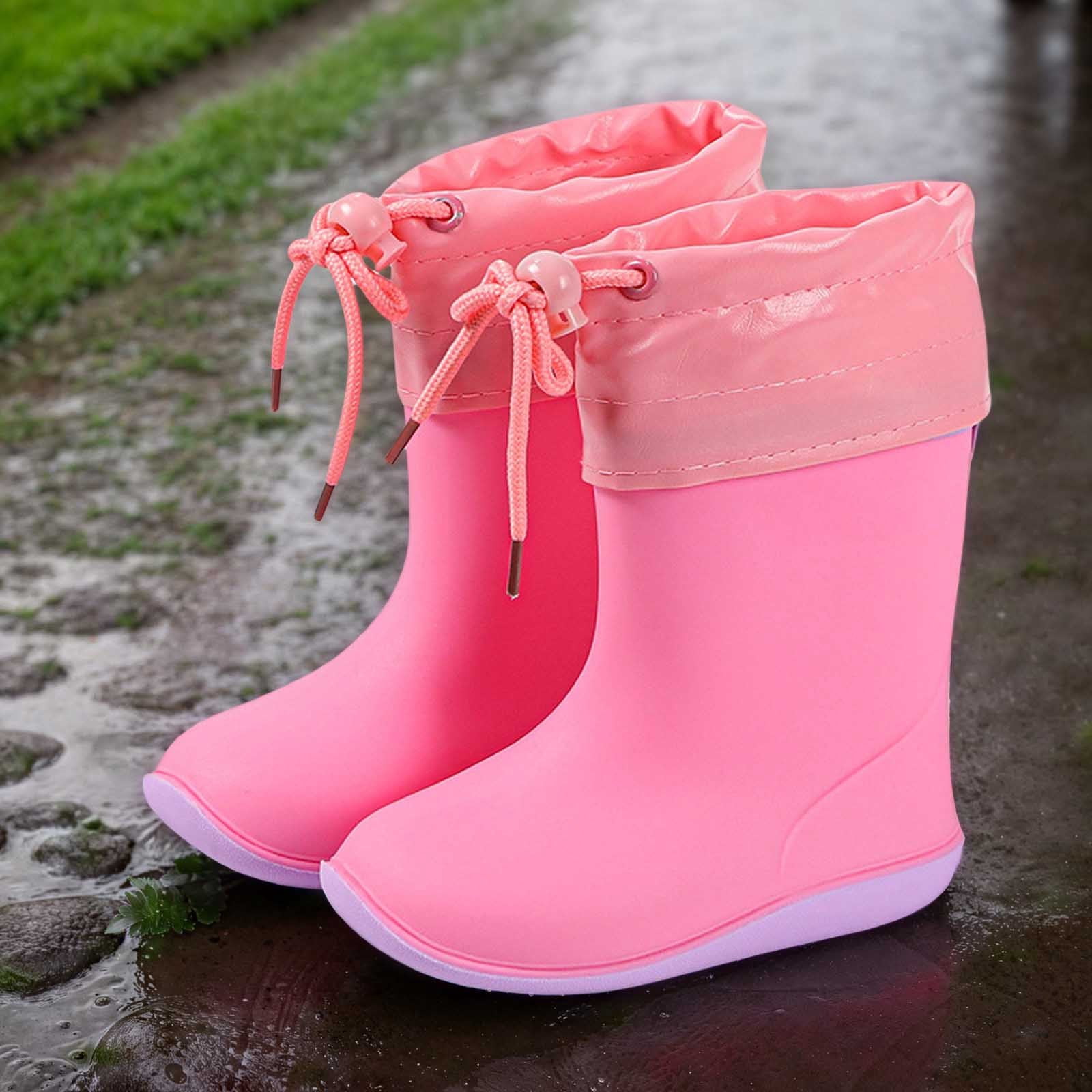 Yuncity Kids Rain Boots Boys Girls Toddlers Comfortable Outdoor Play Shoes Lightweight Durable Everyday Wear Boots Footwear Pink 2-2.5 Years
