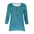thumbnail image 7 of QQAMB 3/4 Sleeve Tunic Tops for Women Dressy Casual Crewneck Floral Printed Loose Blouse Flowy Shirts Light Blue 2XL, 7 of 7