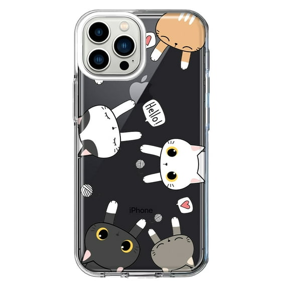 Mundaze - Case for Apple iPhone 15 Pro Slim Shockproof Hard Shell Soft TPU Heavy Duty Protective Phone Cover - Cute Cat Friends
