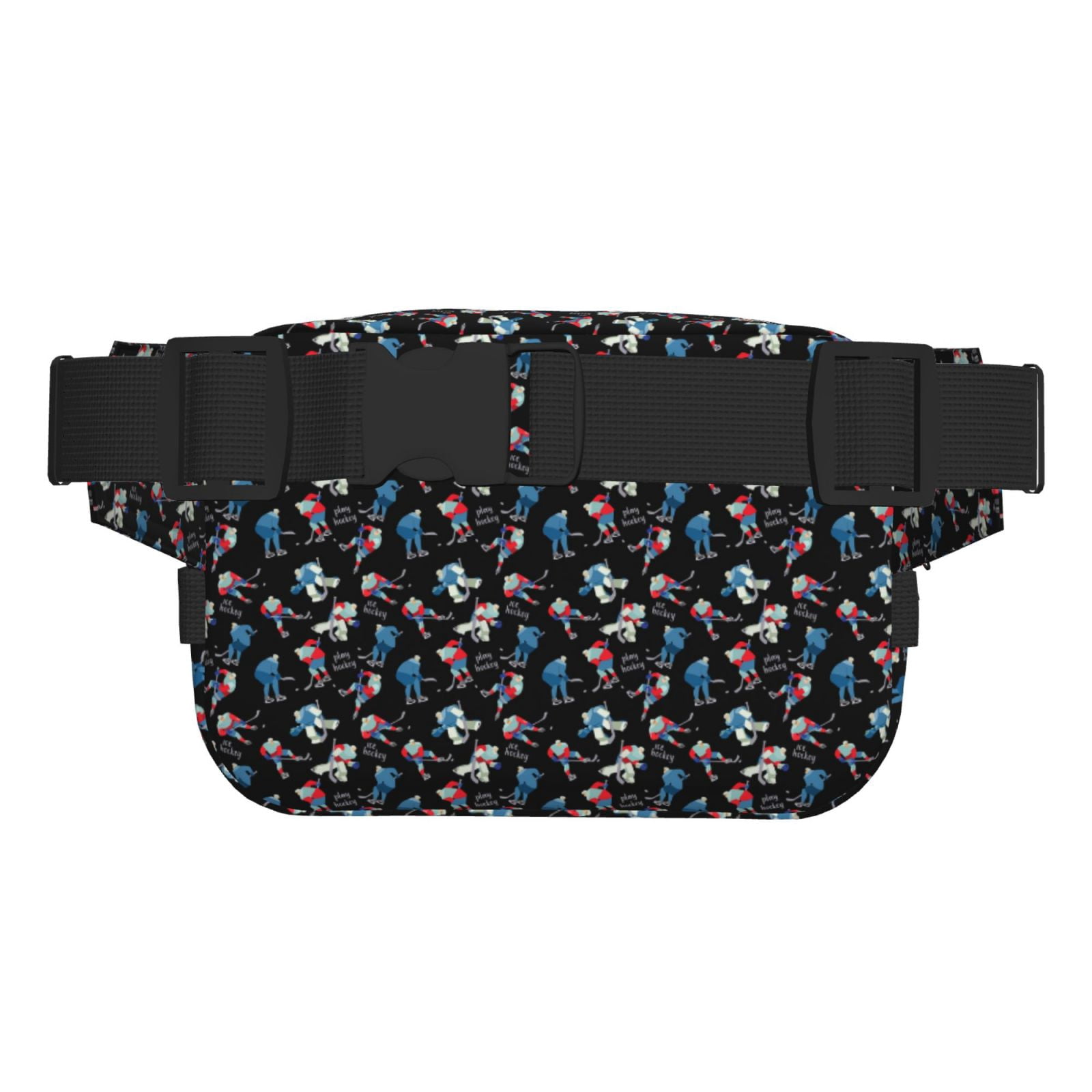 Fuzoiu Play Hockey Print Unisex Square Double Layer Waist Bag,Crossbody Fanny Pack Travel Workout Accessory