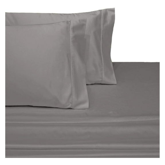 Queen Size Sheets, Gray, 100% Cotton Sheets, Deep Pocket, Cool Cotton Sateen, Smooth Solid Pattern Weaved Bed Sheets