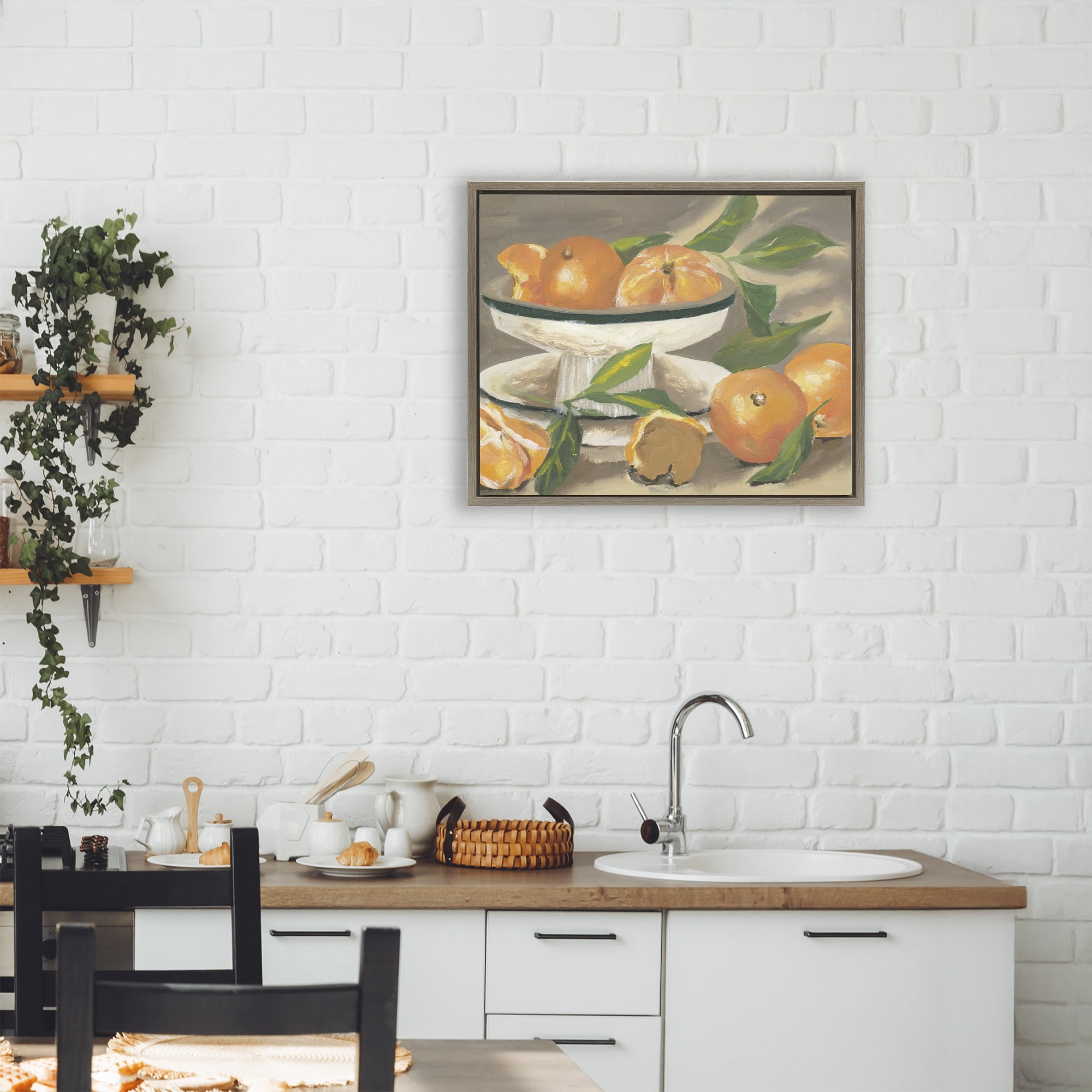 Stupell Industries Oranges in Stillness Brown Framed Floater Canvas Wall Art, design by Melissa Wang