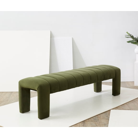 SAFAVIEH Couture Bellisima Solid Tufted Velvet Modern Bench, Forest Green
