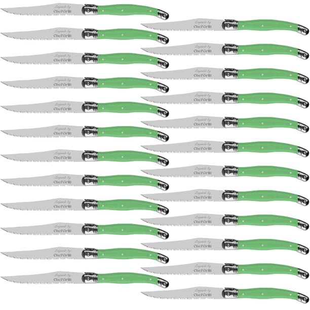 Cuchillos Franceses Alto Filo LaguioleGreen 24 pzas 23 cm Verde Acero Inoxidable VentDepot