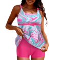 thumbnail image 1 of NIEWTR Women's Twist Front Bandeau Tankini Set Two Pieces Ruched Tummy Control Suimsuit with Mid Waist Briefs(Hot Pink,M), 1 of 8