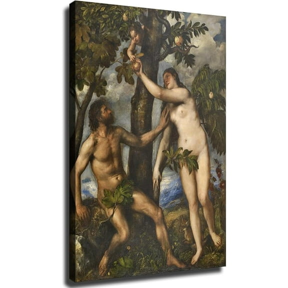 Titian Artwork- Adam and Eve Poster Canvas Image Printing Wall Art Decor Aesthetics Living Room Bedroom Home Background Famous Paintings Printmaking