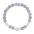 thumbnail image 1 of Pulsera de plata 925 con piedra lunar gris y perla sintética para mujer, 1 of 2