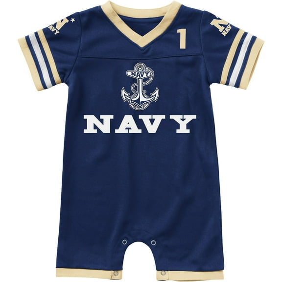 Newborn & Infant Colosseum Navy Navy Midshipmen Bumpo Football Logo Romper