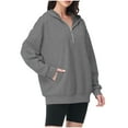 thumbnail image 3 of Womens Half Zip Pullover Hoodies with Side Pockets Oversized Sweatshirt Long Sleeve Fall Clothes, 3 of 6