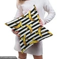thumbnail image 4 of Ambesonne Indie Fabric by the Yard Upholstery, Stripes Tropical Bananas, 5 Yards, Black White Yellow, 4 of 4