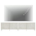 thumbnail image 4 of WAMPAT Modern Farmhouse Media Console for 85-130+ inch TVs,130-inch Large Double Unit TV Stand with Handcrafted Patchwork Doors,Massive Storage with Adjustable Shelves & Cable Management, Pale Oak, 4 of 7