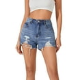 thumbnail image 1 of Aayomet Baggy Jeans for Woman Fit Distressed Denim Ripped Holes Shorts (Blue, L), 1 of 5