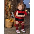 thumbnail image 3 of RUINIXCW Newborn Baby Boy Girl Halloween Devil Costume Infant Cosplay Outfit Fall Winter Clothes Fleece Sleeveless Hooded Romper Wings Stockings Set, 3 of 10