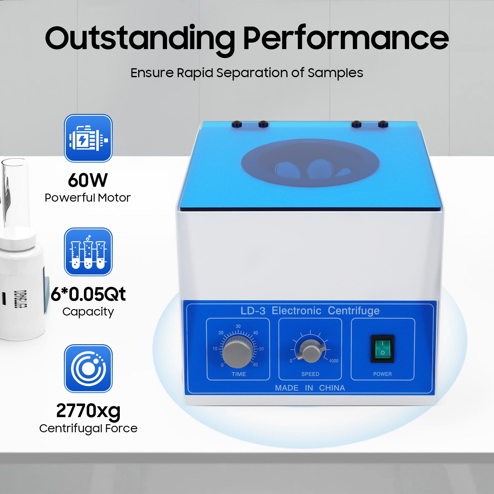 NEW 50ml*6 LD-3 Electric Desktop Centrifuge Machine Lab Medical Practice 4000rpm