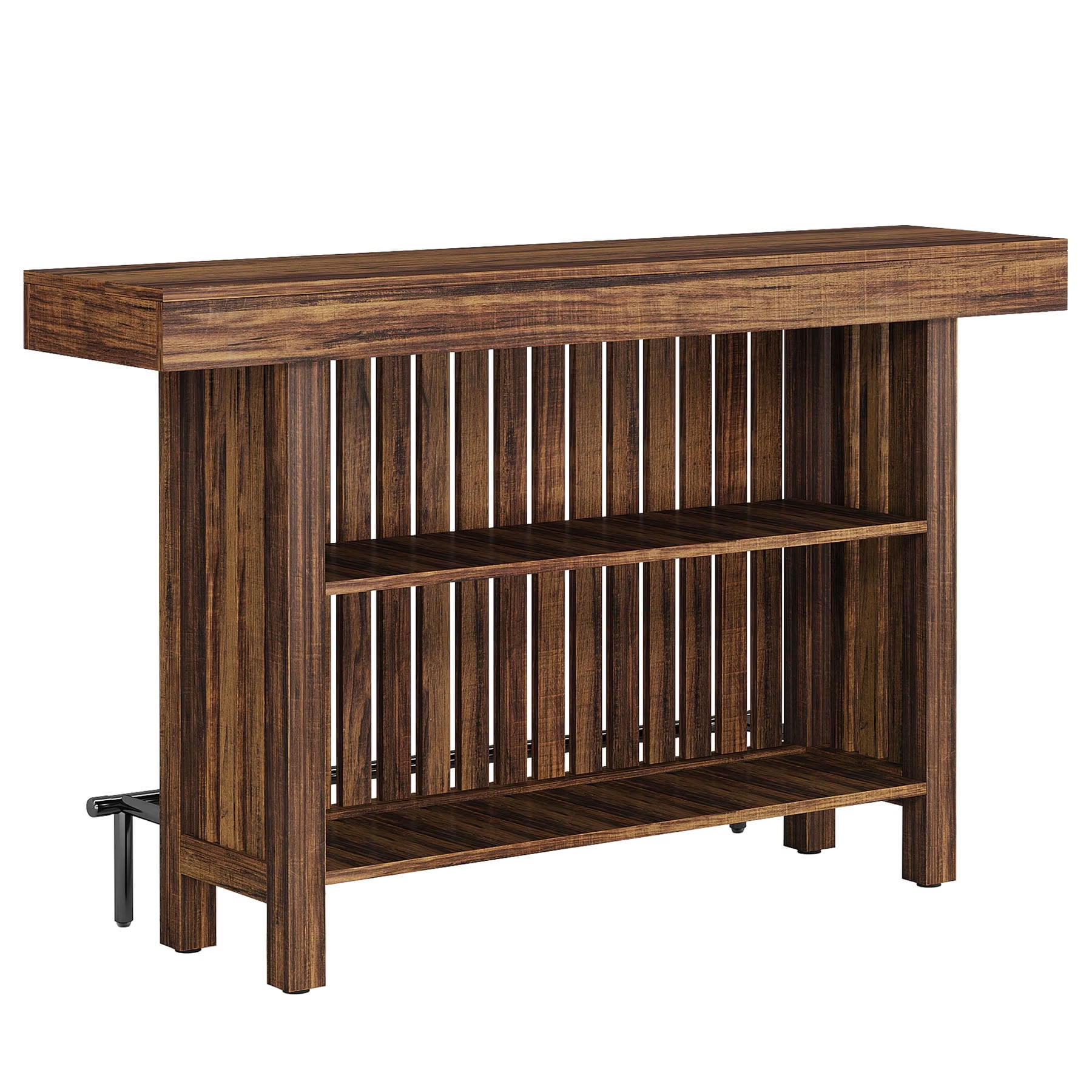 MAYEERTY 63" Bistro Bar Table with 2-Tier Storage, Home Pub Table for Kitchen Dining Room