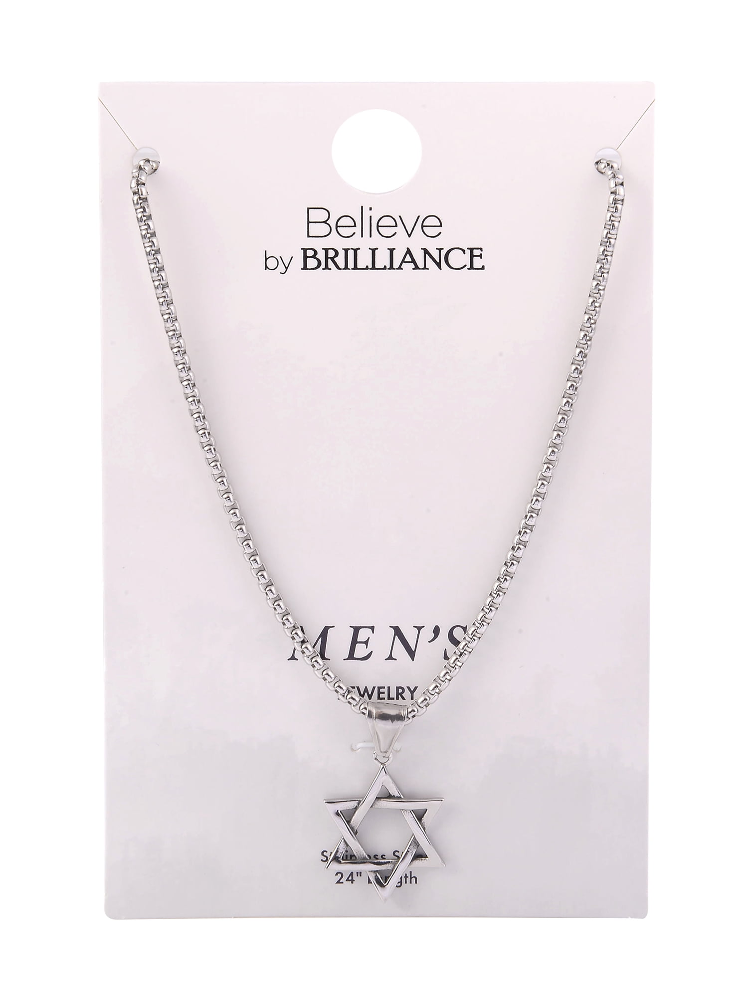 Believe by Brilliance Adult Male SS Star of David Pendant Necklace