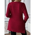 thumbnail image 2 of Cuteduck Women Plus Size Casual Ribbed Knit Blouse Fall Long Sleeve Sweater Square Neck Solid Top 1X-4X, 2 of 5