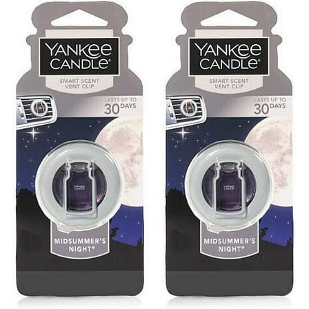 Yankee Candle Smart Scent Vent Clip Odor Neutralizing Car Air Freshener, Midsummer's Night, 2 Packs