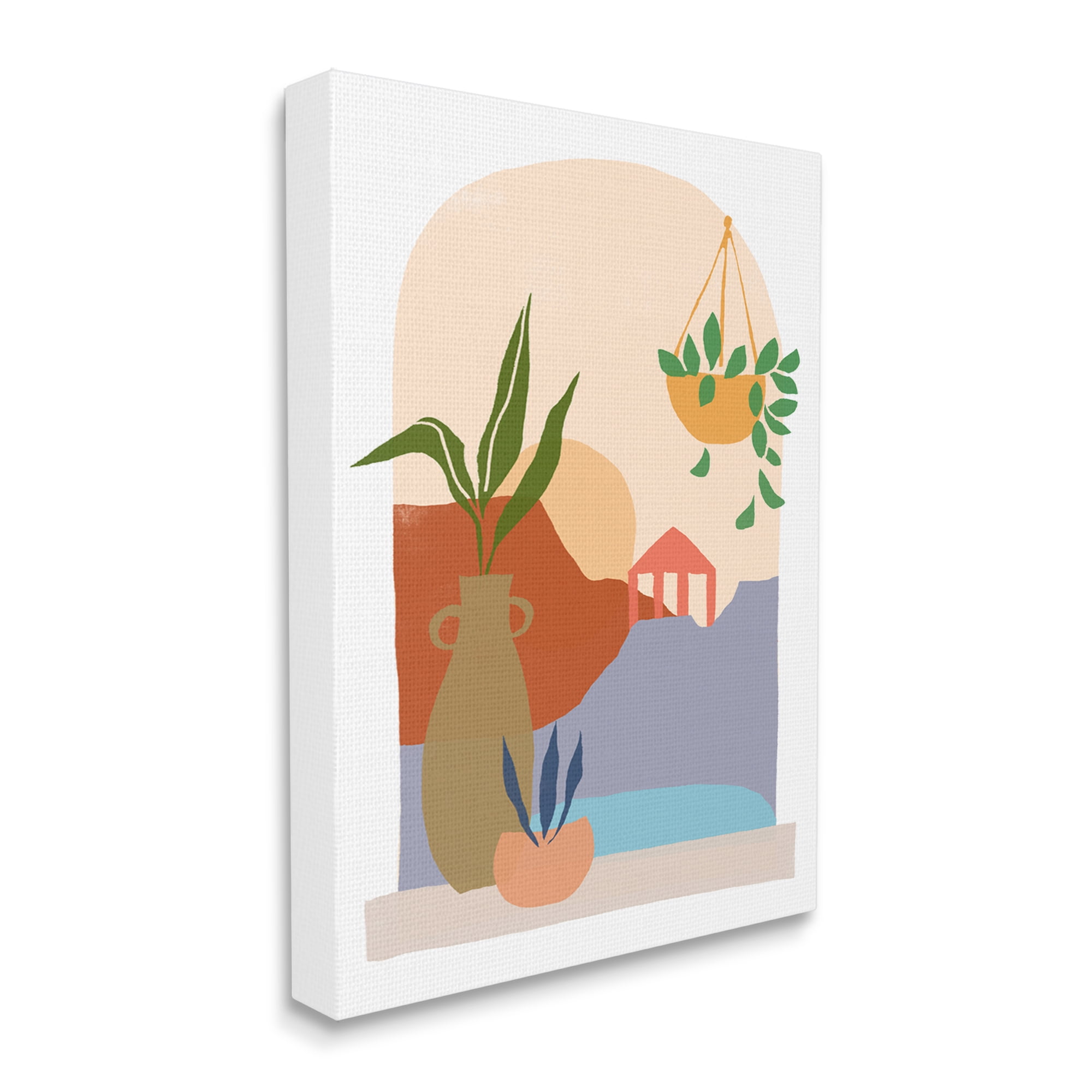 Stupell Industries Bold Hanging Potted Plants Windowsill Landscape Scene Graphic Art Gallery Wrapped Canvas Print Wall Art, Design by June Erica Vess