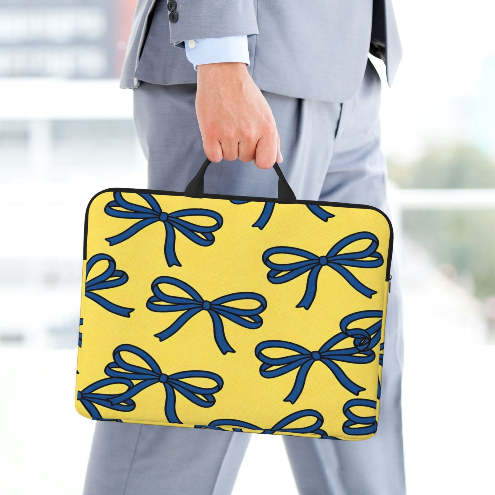 Laptop Sleeve Bag For Women Men 14inch Waterproof Durable Protective Computer Carrying Cover Handle Laptop Case Bag Dark Blue Bows