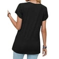 thumbnail image 5 of Hibeli Women Lace Spliced V Neck Petal Sleeve Solid Color Casual Top, 5 of 7