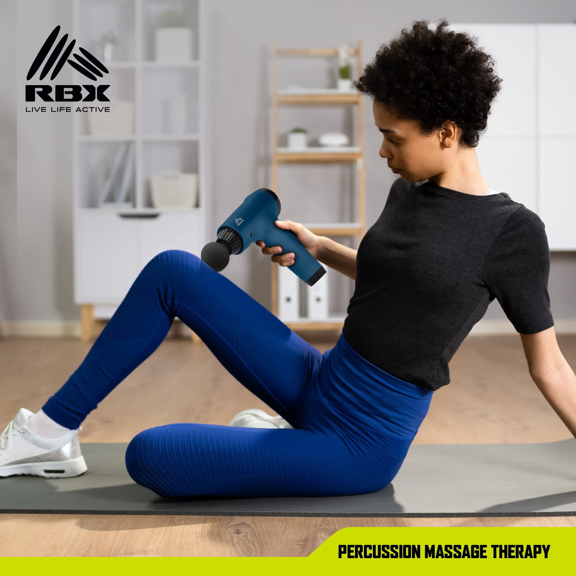 RBX AccuPoint Massage Gun, Deep Tissue Percussion & Muscle Massager for Athletes, Quiet Electric Sport Massager, Portable Massager for Pain Relief, Relaxation, and Muscle Fatigue (Blue)