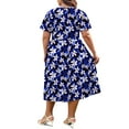thumbnail image 4 of WellSize Plus Size Women Summer Dresses Casual Crew Neck Short Sleeve Sundresses Floral Midi Dress with Pockets, 4 of 8