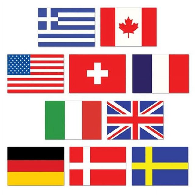 DDI 1906335 Mini Découpes de Drapeaux Internationaux Boîte de 24