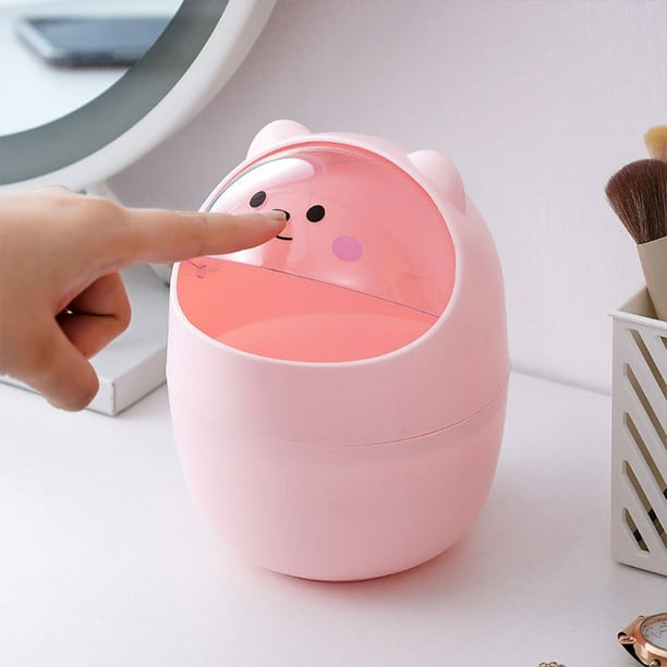 Mini papelera de escritorio con tapa para sacudir Papelera bonita Encimera Cubo de almacenamiento de basura Papeleras Papelera pequena para escritorio Coche Oficina Cocina Shuxiu Wang 1327533058537 Wa...