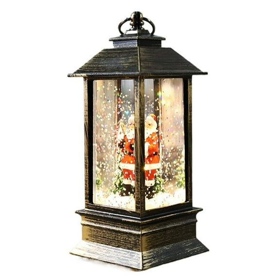 Christmas Glowing Lantern,Snowman Lantern Glowing Xmas Decor Tabletop Ornament for Festive Atmosphere,Battery Operated Lighted Swirling Glitter Water Lanterns for Christmas Home Decoration