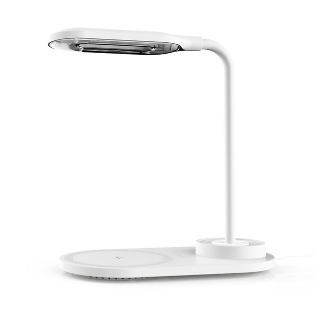 Graflsoa 10W Fast Wireless Charging Night Light with 3-Level Touch Control, USB Cable Included, White - Eye-Friendly Dimmable Desk Lamp for Smartphones