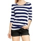 thumbnail image 1 of Disfraz de Día de San Patricio para mujer Camiseta ajustada Cuello redondo Manga en el codo Allegra K Blanco Azul Oscuro M, 1 of 6