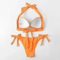 thumbnail image 5 of COBKK Bathing Suits Clearan Fashion Women Solid Bikini Push-Up Padded Swimwear Swimsuit Set Plus Size Bathing Suit Q-183 Orange L, 5 of 6