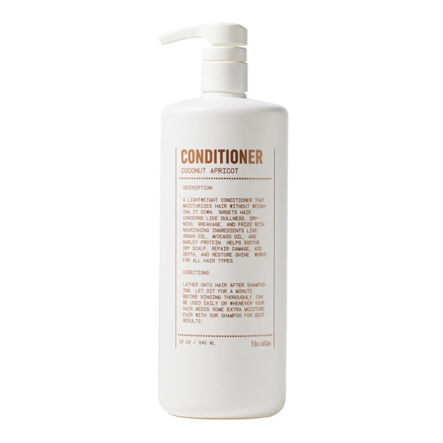 Acondicionador natural para hombres Blu Atlas - Para todo tipo de cabello - Hidratación profunda y calmante del cuero cabelludo Sulfato vegano y sin parabenos - Albaricoque de coco 32 oz.