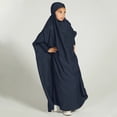 thumbnail image 2 of IBTOM CASTLE Kids Girls Long Sleeve Full Cover Hijab Kaftan Dubai Islamic Prayer Dress Abaya Muslim Hooded Robe Ramadan Clothing 8-9 Years Navy Blue, 2 of 8