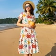 thumbnail image 4 of Honeii Crabs And Seastars Print Women’s Short Sleeve Dress, Comfortable Casual Dress, Soft Polyester Spandex Blend, Stylish Everyday Wear for Summer, Perfect for Travel and Vacation, 4 of 6