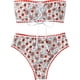 thumbnail image 2 of Traje de baño con estampado floral para mujer, sin tirantes, bandeau de corte alto, bikini Rojo (Red Floral) G Rojo (Red Floral) G Xishao ropa, 2 of 2